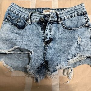 Celeb Blue Distressed Jean Shorts